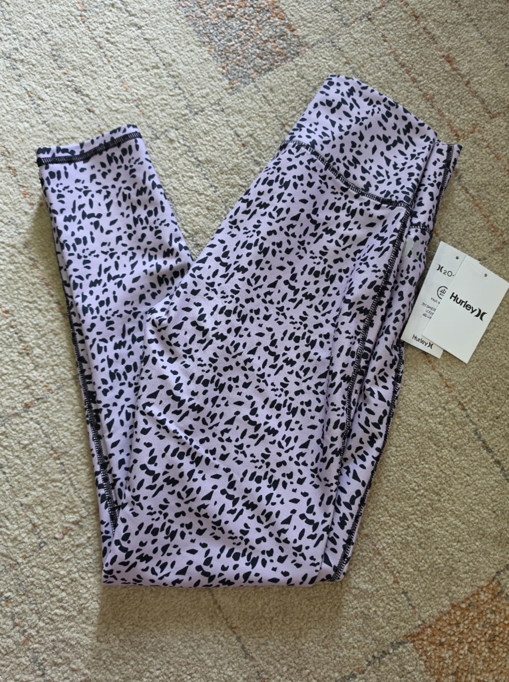 NWT Hurley Geo Dot Leggings Purple Black Print XS